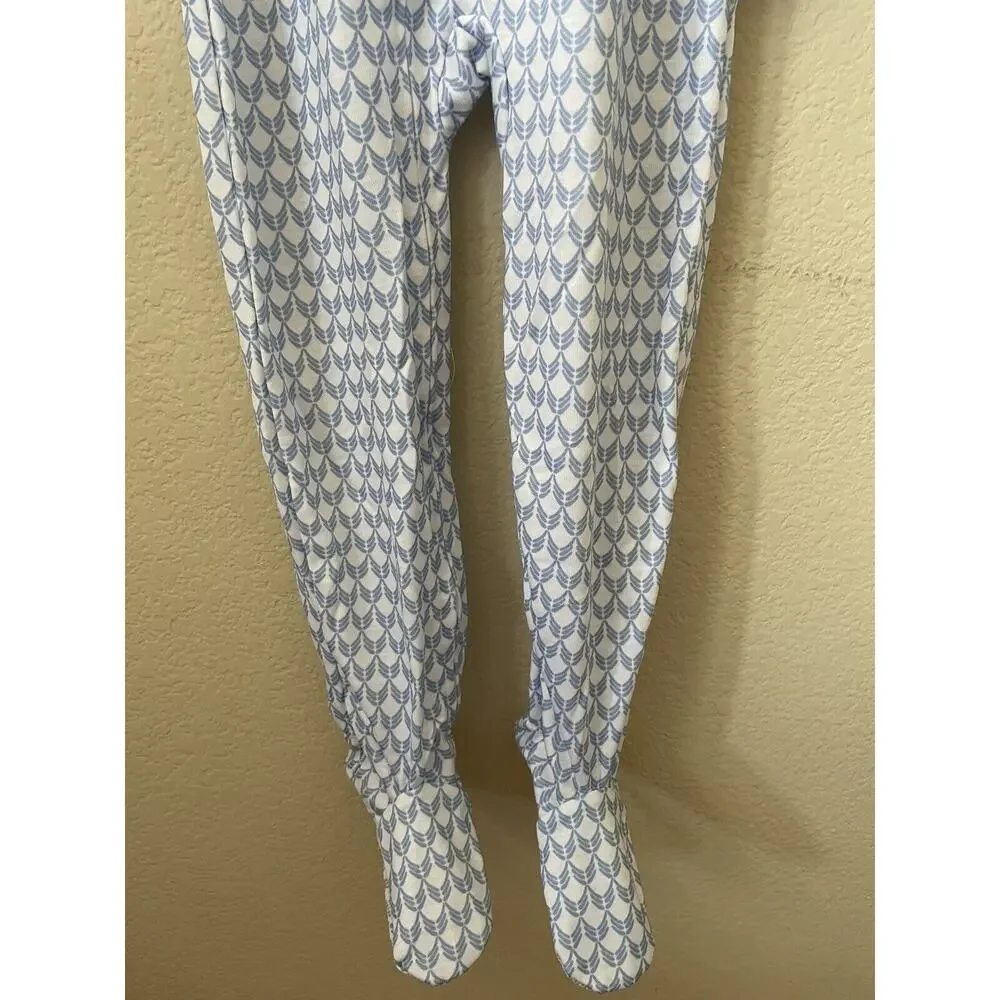 Carter's Blue Geometric Pink Bow Zip Up Girls' Footed Pajamas Size 5T